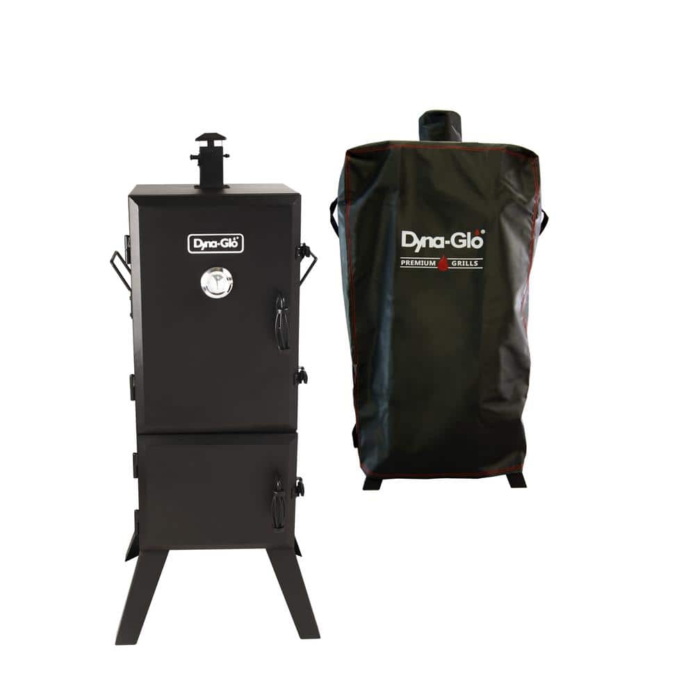 Dyna-Glo 22 in. Vertical Charcoal Smoker in Black with Premium Vertical Smoker Cover