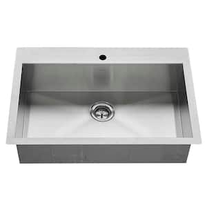Edgewater Zero Radius Dual Mount Stainless Steel 33 in. 1-Hole Single Bowl Kitchen Sink Kit