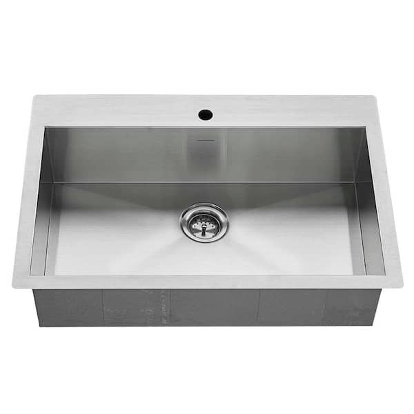 American Standard Edgewater Zero Radius Dual Mount Stainless Steel 33 in. 1-Hole Single Bowl Kitchen Sink Kit
