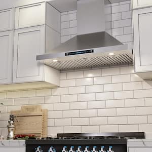 36 in. 600 CFM Convertible Wall Mount Range Hood in Stainless Steel with Intelligent Gesture Sensing and Charcoal Filter