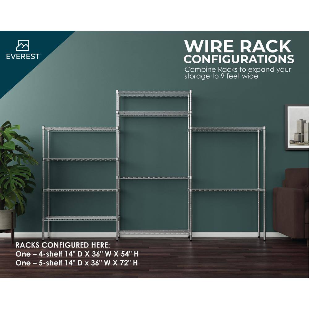 Everest 4-Tier Chrome Steel Utility Shelving Unit