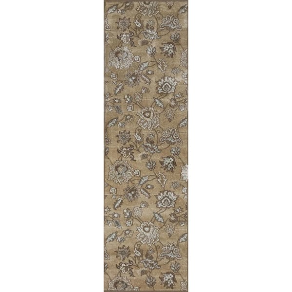 Pisa Beige 2 ft. x 8 ft. Traditional Floral Area Rug