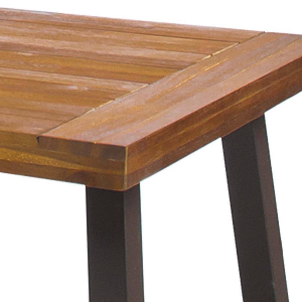 Carlie Sandblast Finish Acacia Wood Outdoor Dining Table with Metal Legs