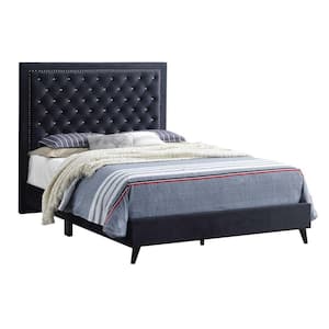 Alba Black Upholstered King Panel Bed