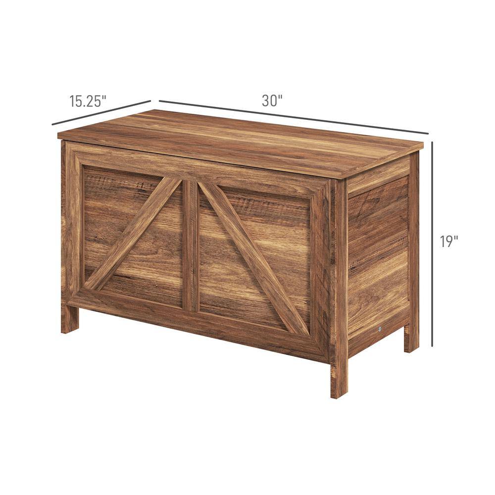 Brown Oak Farmhouse Storage Chest with Lift Top