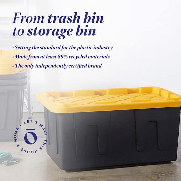 HOMZ 15 Gal. Durabilt Home Storage Container w/Snap Lid, Black