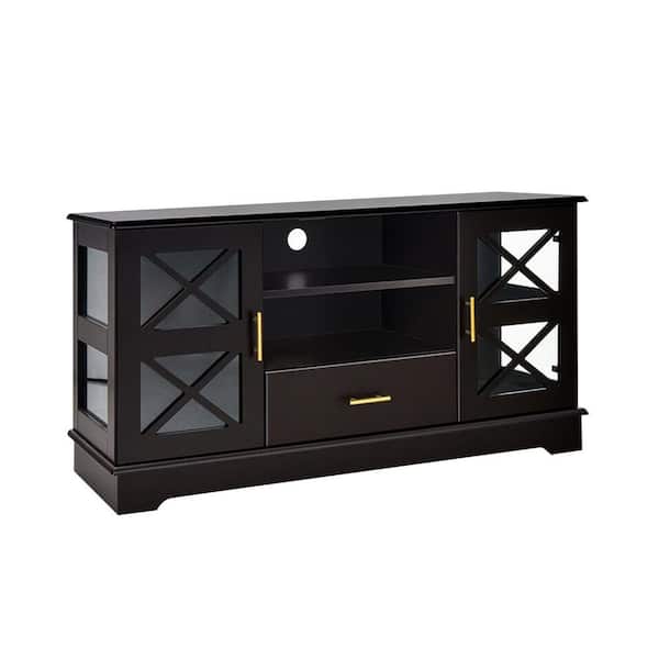 ANGELES HOME 47 in. Brown TV Stand Fits TV's up to 55 in. With-Drawer Storage Shelves