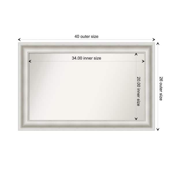 Amanti Art Parlor White 39.5 in. W x 25.5 in. H Custom Non-Beveled Recycled Polystyrene Framed Bathroom Vanity Wall Mirror