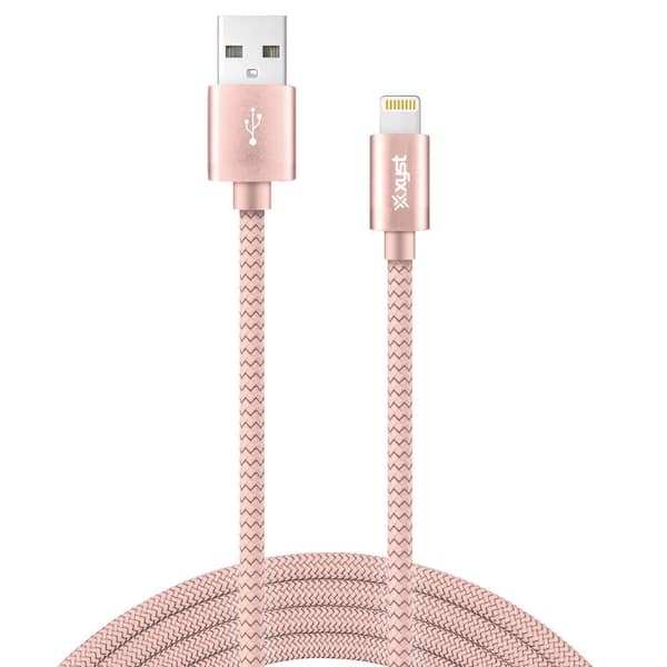 Unbranded Charge and Sync USB to Lightning Braided Cable, 10 ft. (Rose Gold)