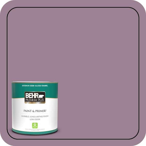 BEHR PREMIUM PLUS 1 qt. #S110-5 Garden Plum Semi-Gloss Enamel Low Odor Interior Paint & Primer