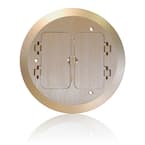 Leviton Concrete Floor Box Brass Cover Plate, 2 Decora Flip Lids FBC2F-B