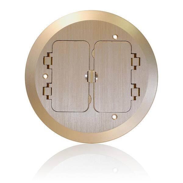 Leviton Concrete Floor Box Brass Cover Plate, 2 Decora Flip Lids FBC2F