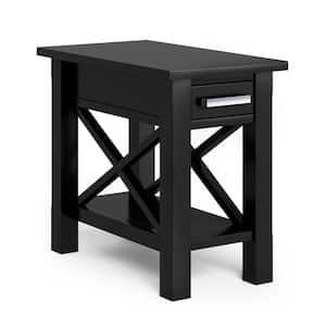 Kitchener Solid Wood 14 in. Wide Rectangle Contemporary Narrow Side Table in Black