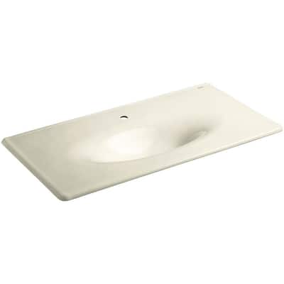 Iron/Impressions 43-5/8 in. Cast Iron Single Basin Vanity Top in Cane Sugar with Cane Sugar Basin