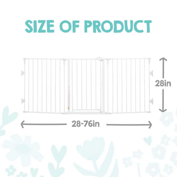 28 in. - 76 in. Flexi Extra Wide Baby Gate, Hardware Mounted, White