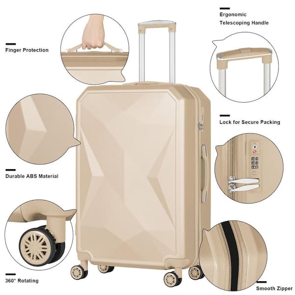 Hikolayae Aden Collection Hardside Spinner Luggage Sets in Beige, 3 Piece -  TSA Lock 