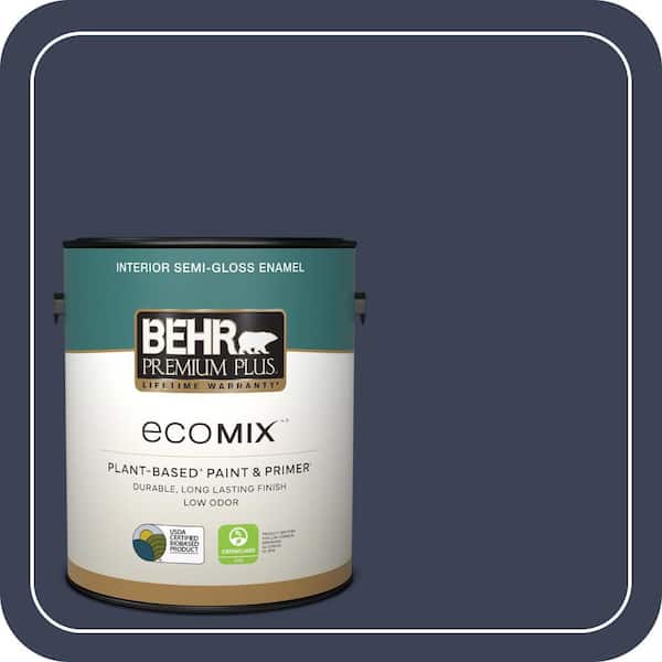 1 gal. Home Decorators Collection #HDC-CL-26A Indigo Ink Semi-Gloss Enamel EcoMix Plant-Based Interior Paint & Primer