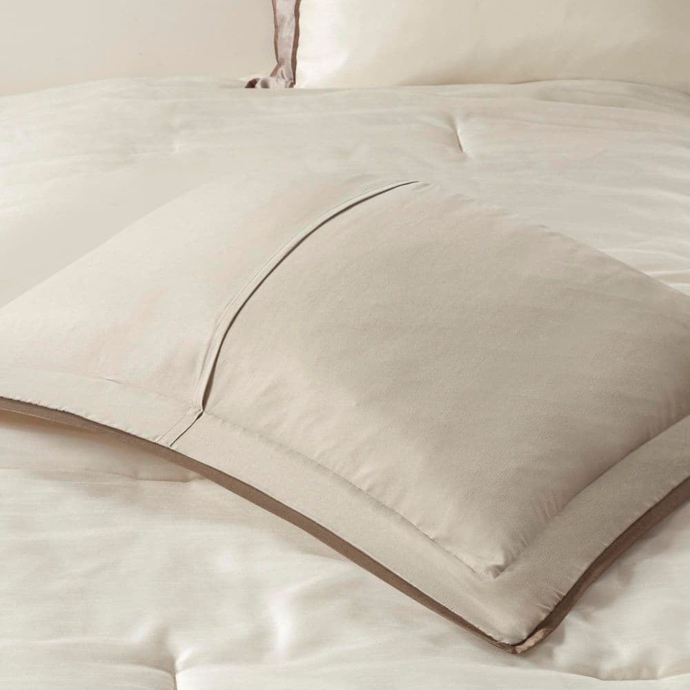 Taupe and Brown Queen Microfiber 7-Piece Comforter Set