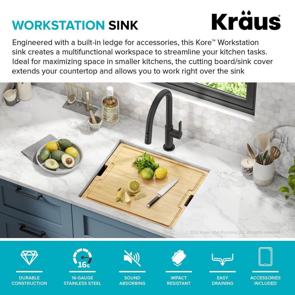 Kore 21" Black Stainless Steel Single Bowl Undermount Kitchen Sink