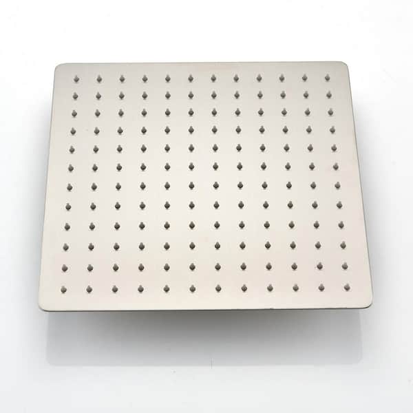 PERLIRIA INC 1-Spray Patterns with 2.5 GPM 12 in. Wall Mount Rain Fixed Shower Head in Brushed Nickel