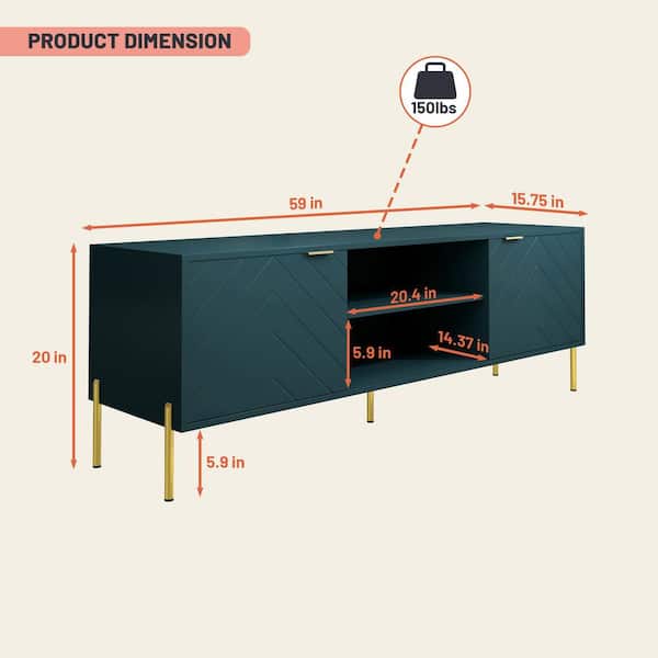 Clihome Modern/Contemporary Green Tv Cabinet (Accommodates TVs up to 60-in)