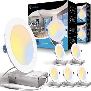 6 in. Canless Color Selectable 15W 1200 Lumens Thin New Construction Integrated LED Recessed Light Kit (6-Pack)