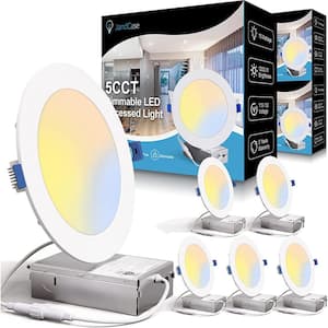 6 in. Canless Color Selectable 15W 1200 Lumens Thin New Construction Integrated LED Recessed Light Kit (6-Pack)