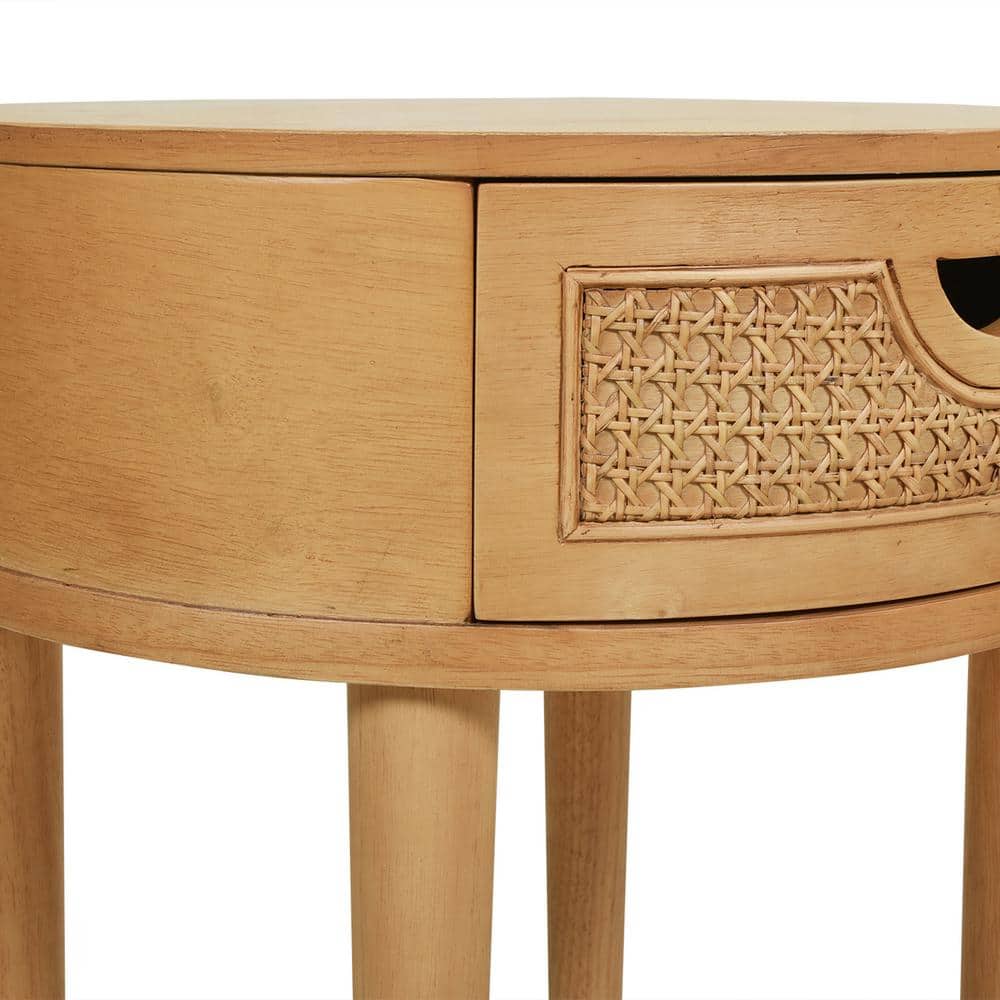 Cabana 18" Round Oak Wood Storage Accent Table