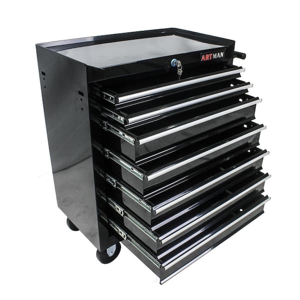24.2 in. 7 DRAWERS MULTIFUNCTIONAL Tool Cart WITH WHEELS-BLACK