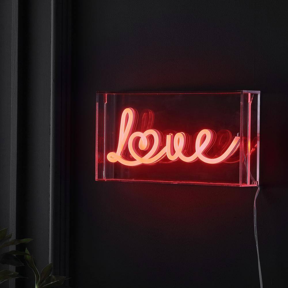 Love Red Acrylic Box USB LED Neon Light, 11.88" x 5.88"