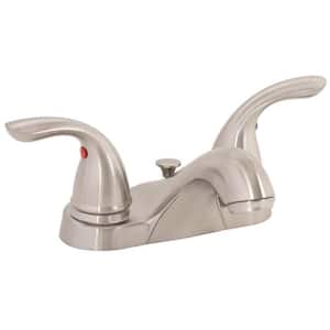 Westlake 4 in. Centerset 2-Handle Bathroom Faucet with Brass Pop-Up in PVD Brushed Nickel