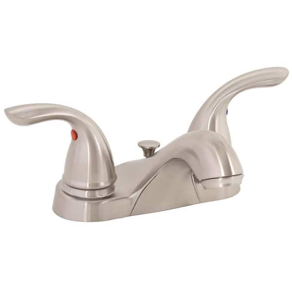 Premier Westlake 4 in. Centerset 2-Handle Bathroom Faucet with Brass Pop-Up in PVD Brushed Nickel