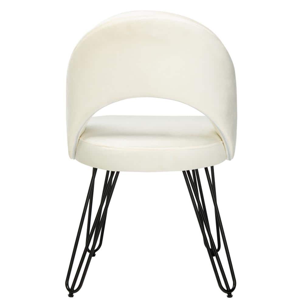 Creme Velvet & Matte Black Transitional Side Chair