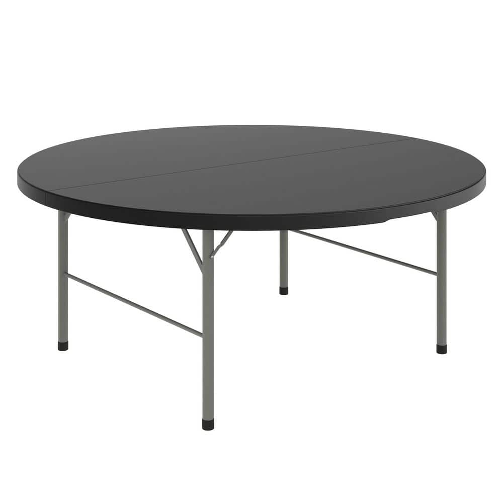 Kathryn Bi-Fold 70.75 in. L Round Granite Black Plastic Top Waterproof Event Folding Banquet Tables with Carrying Handle price history on PriceWatchPro