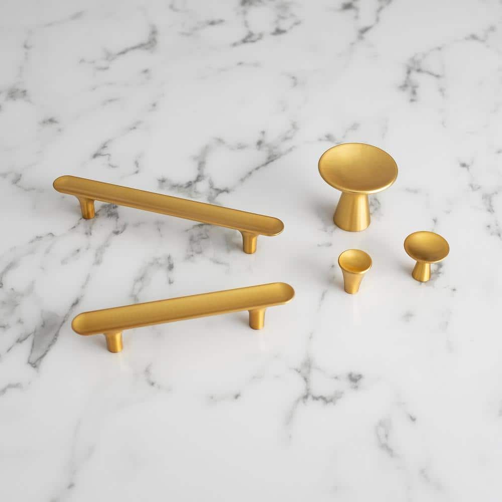Brushed Golden Brass Kitchen Cabinet Handles, 5-1/16"