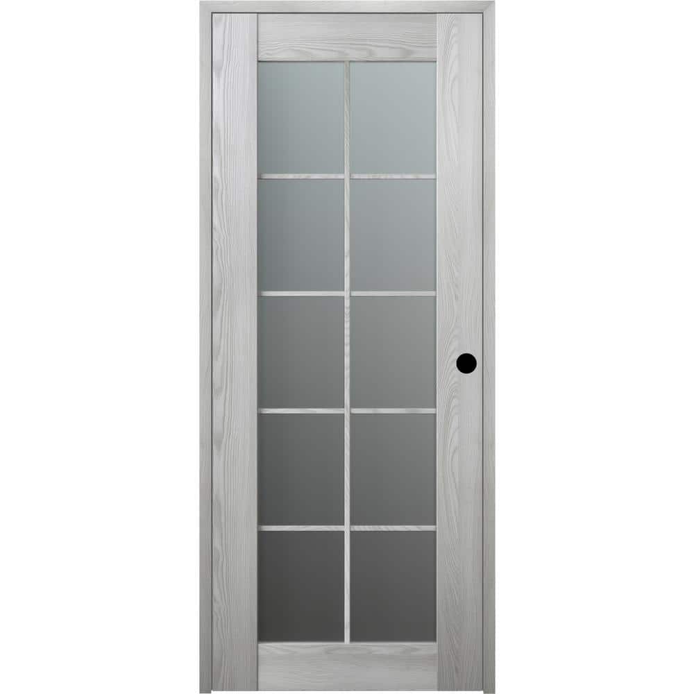 Ribeira Ash 18" x 80" Frosted Glass Paneled Prehung Interior Door