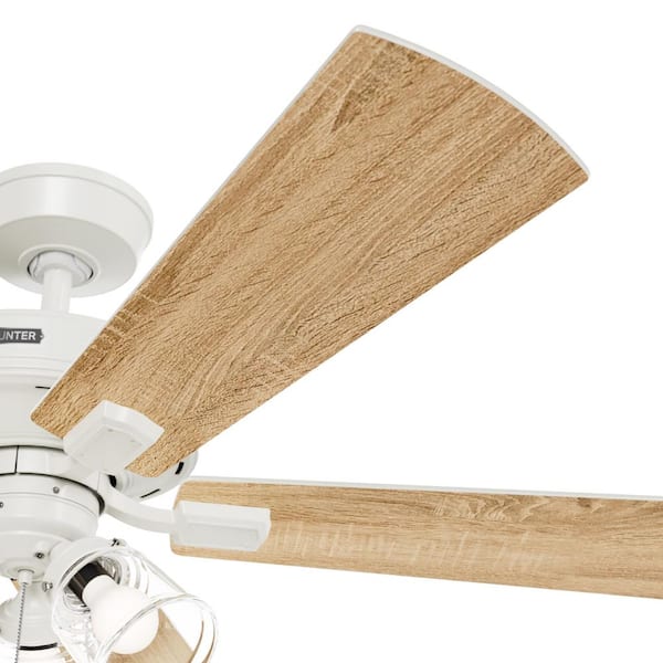 Hunter - Crestfield 52 in. Indoor Fresh White Ceiling Fan with Light Kit Included