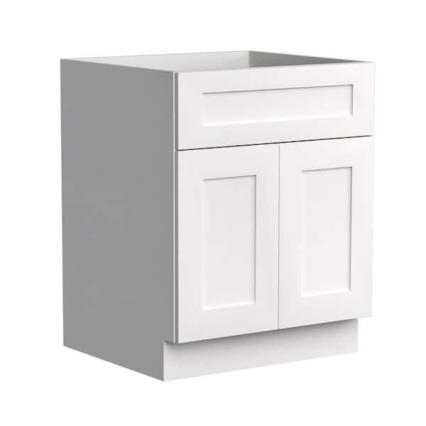 30 in W x 21 in D x 34 in H in White Plywood Assemble Under Kitchen Sink Base Cabinet