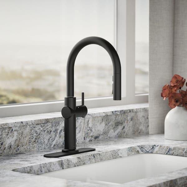 Crue Single-Handle Touchless Pull-Down Sprayer Kitchen Faucet in Matte Black