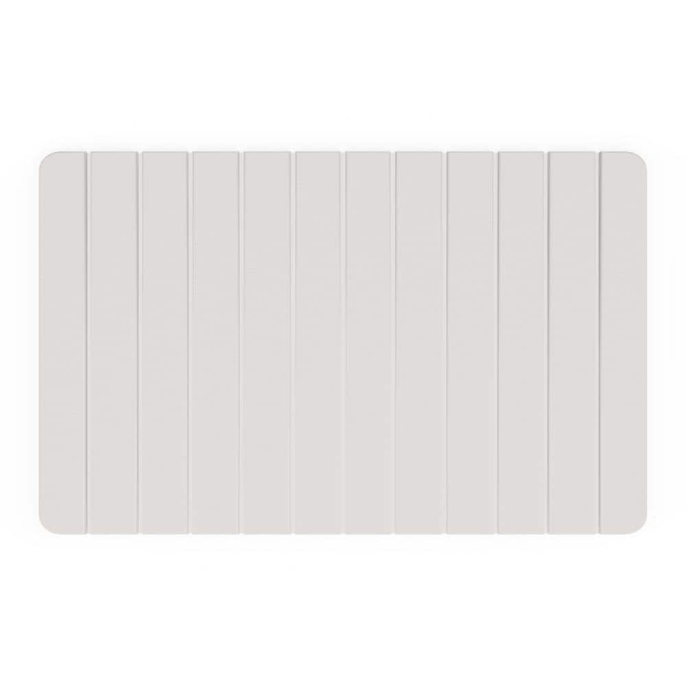34 in. x 21 in. Quick Dry Large Slatted Natural White Rectangle Diatomite Bathmat
