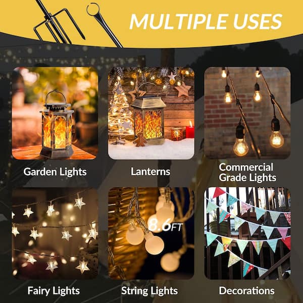 4 Pack 10Ft String Light Poles,Light Poles For Outside String Lights