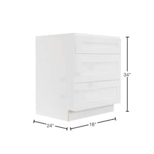 Lancaster White Plywood Shaker Stock Assembled Base Drawer Kitchen Cabinet 18 in. W x 34.5 in. H x 24 in. D