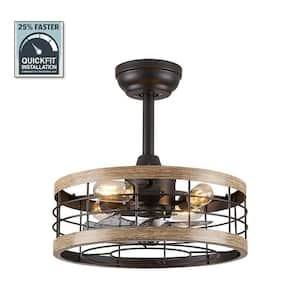 16.5 in. Indoor Matte Black Caged Downrod Industrial Farmhouse Ceiling Fan with Light Kit and Remote Control