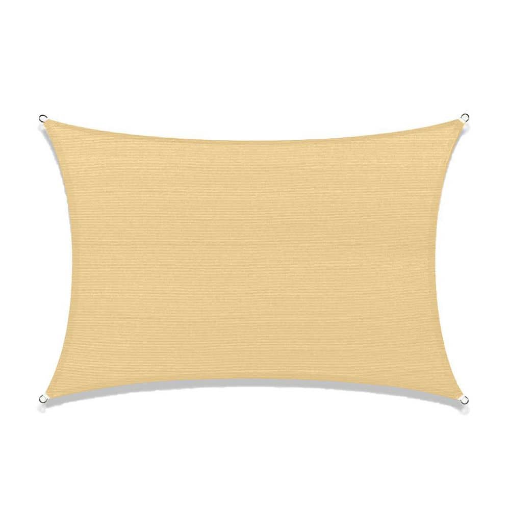 Beige Rectangular Polyester Sun Shade Sail for Patio, 12' x 16'