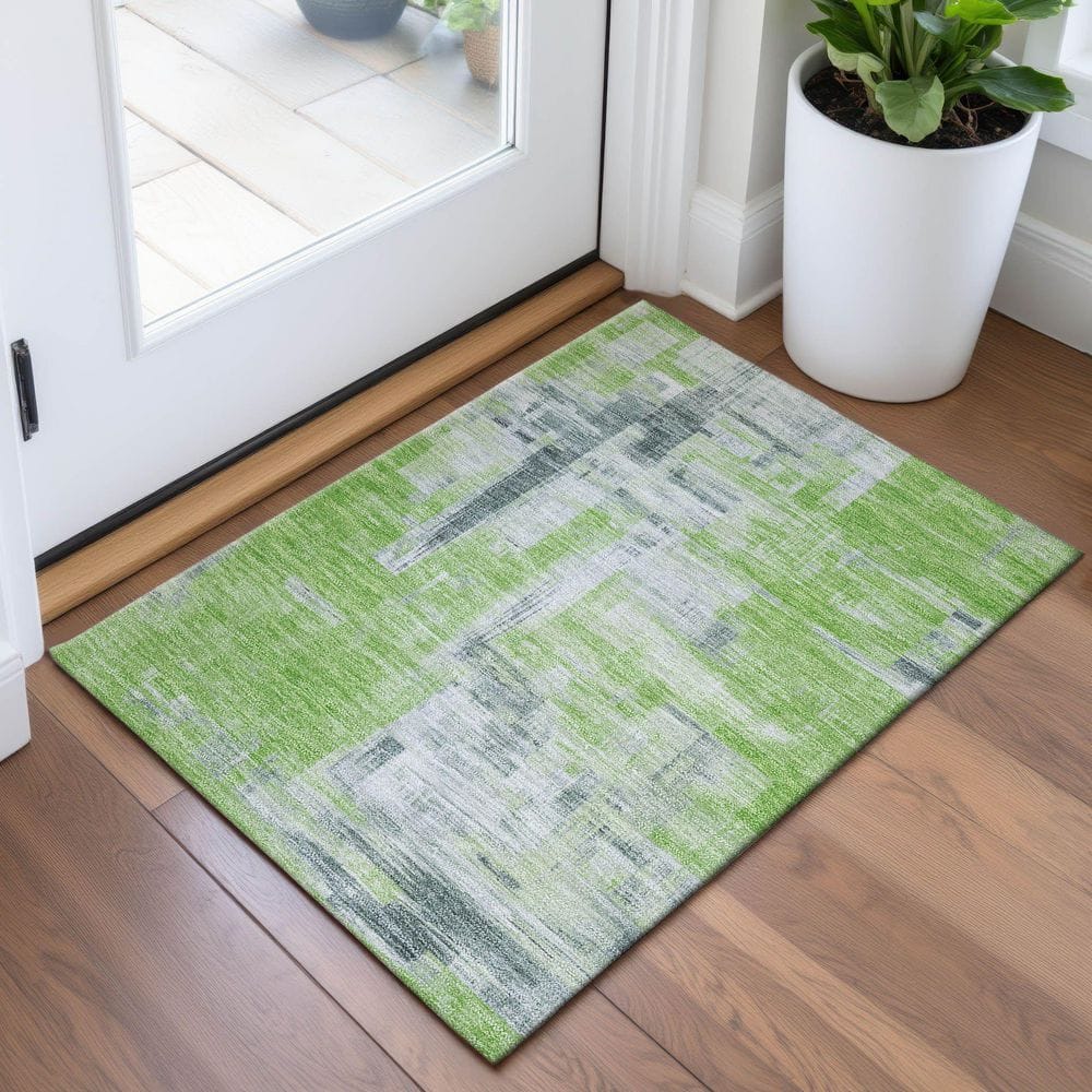 Mayfield Premium Machine Washable Abstract AMF1338 Aloe 2 ft. x 3 ft. Area Rug price history on PriceWatchPro