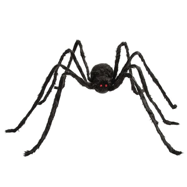 98 1/2 in. Large Poseable Hairy Black Spider Halloween Decoration