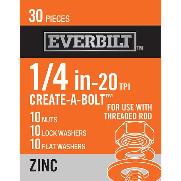 Everbilt 1/4 in. Zinc-Plated Nuts, Washers and Lock Washers (30-Piece)