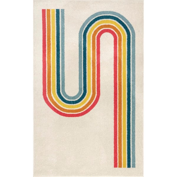 nuLOOM Rainbow Swirl Multicolor 5 ft. x 8 ft. Kids Area Rug