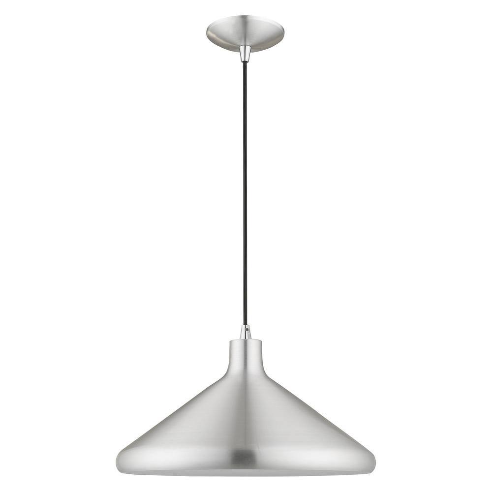 Mini Brushed Aluminum Cone Pendant with White Interior