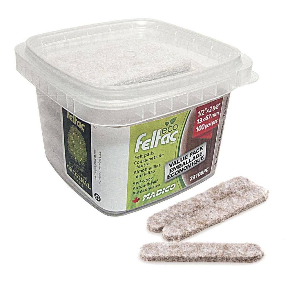 (100-Pack) ECO FELTAC 2 5/8 in. (67 mm) x 1/2 in. (13 mm) Beige Self-Adhesive Felt Pads price history on PriceWatchPro